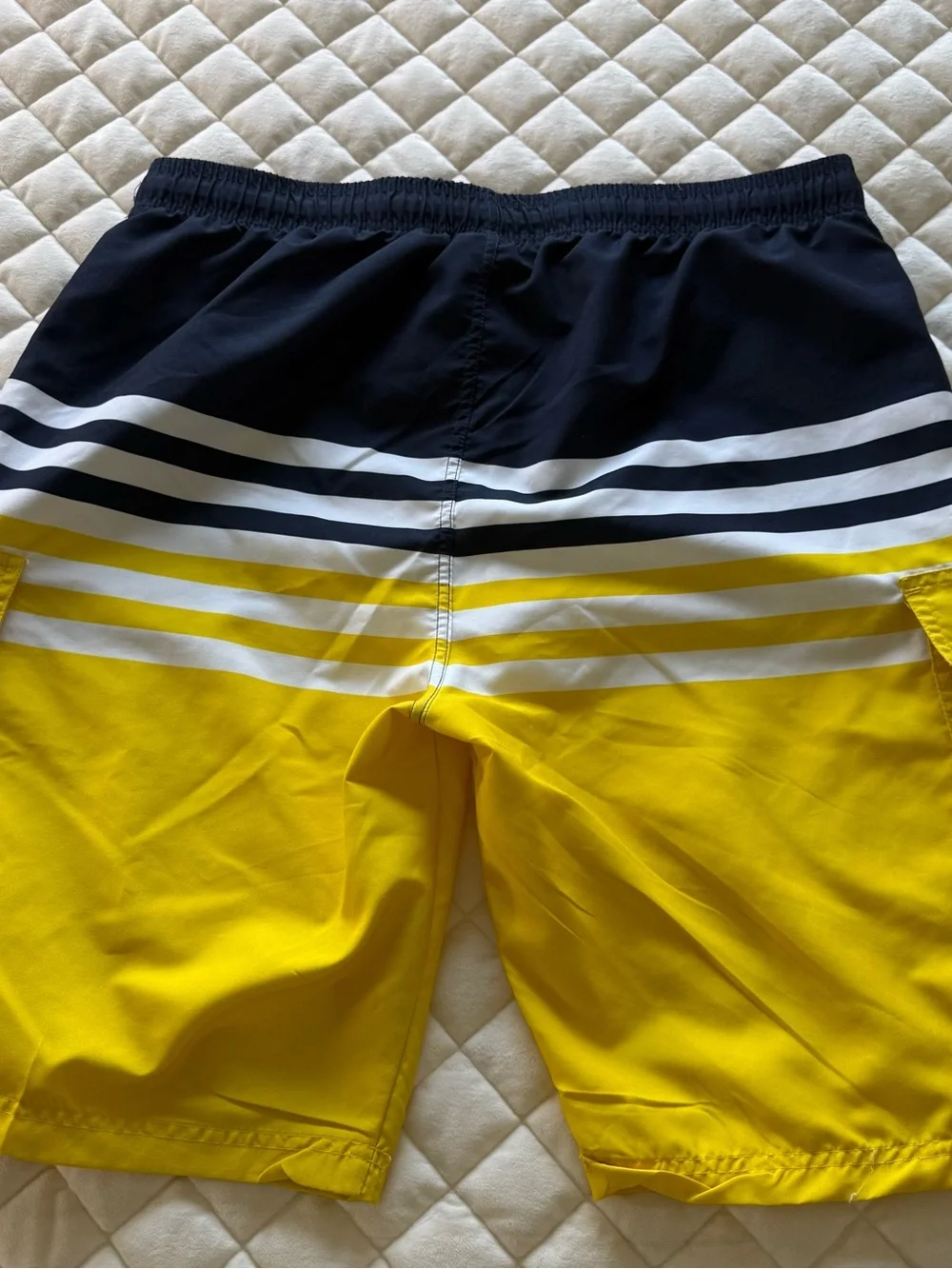 Polo Ralph Lauren Striped Cargo Swim Trunks Men's Size XL Navy Yellow